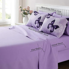 ARTALL Bed in A Bag Full/Queen Size 8 Pieces, Purple Butterfly All Season Bedding Comforter Bed Set with Pillow Shams, Flat Sheet, Fitted Sheet, Bed Skirt, Pillowcases