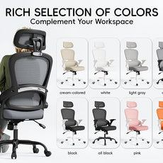 TRALT Office Chair - Ergonomic Office Chair with Back Support, Home Office Desk Chairs, 330lbs Wide Seat Big and Tall Office Chairs with Headrest, Comfy Desk Chairs (Grey Black)