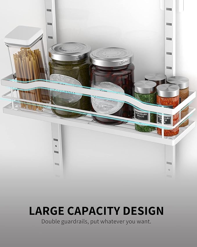 Moforoco White 9-Tier Over The Door Pantry Organizer, Pantry Organization And Storage, Metal Hanging Spice Rack Shelves Door, Home & Kitchen Essentials, Laundry Room Bathroom Organization