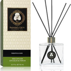 Rainier’s Gifts Reed Diffuser Set (Pineapple & Sage) - Scented Oil Diffuser Sticks - Home Fragrance Aromatherapy Air Freshener 6.5 fl oz
