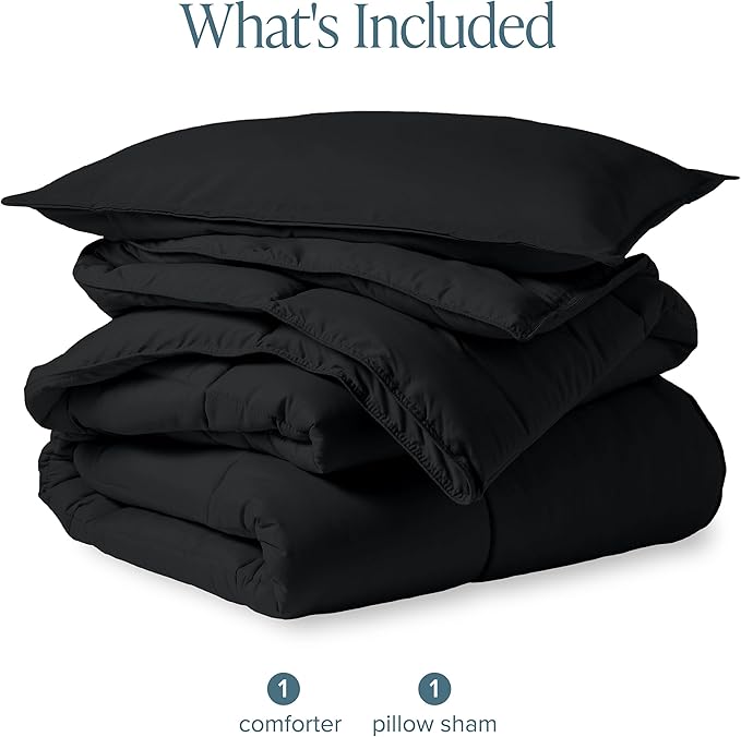 Bare Home Comforter Set - Twin/Twin Extra Long Size - Ultra-Soft - Goose Down Alternative - Premium 1800 Series - All Season Warmth (Twin/Twin XL, Black)