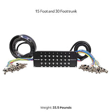 Seismic Audio - SARMSS-32x1530 - 32 Channel XLR TRS Combo Splitter Snake Cable - 15' and 30' XLR trunks