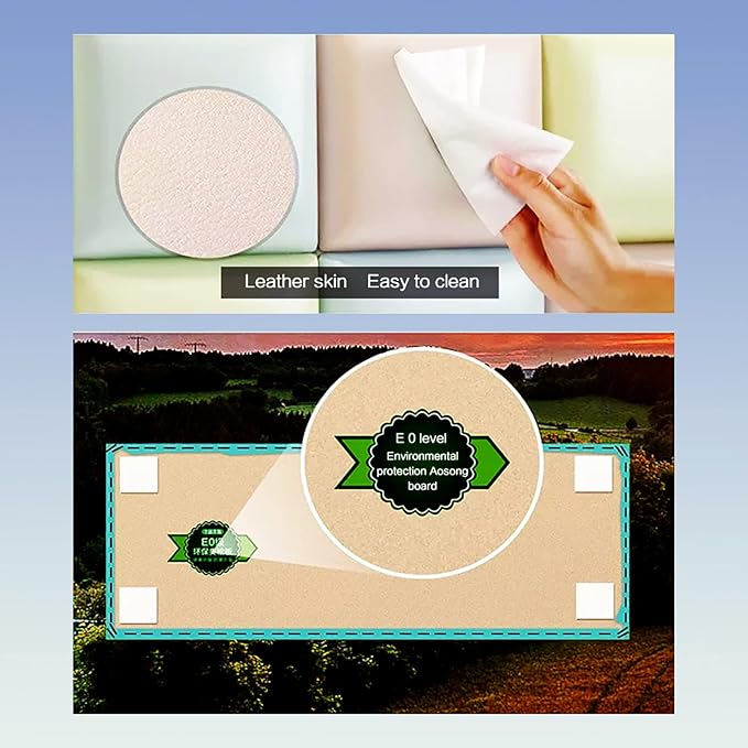 3D Anti-Collision Wall Padding, Peel and Stick Upholstered Wall Panels, Queen Headboard, Playroom Decorative Protection, Pack of 2 Panels Sized 23.6' X 11.8' (Green)