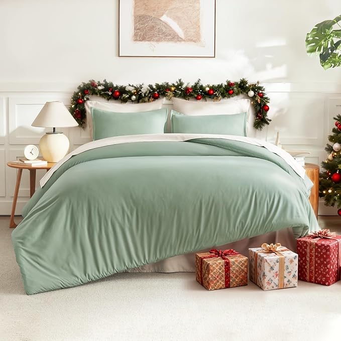 Litanika Comforter Set, Lightweight Solid Bedding Comforter Set, Fluffy Down Alternative Bed Set, Sage Green, Twin/Twin XL