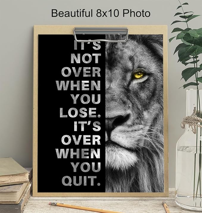 YELLOWBIRD ART & DESIGN Motivational Wall Art & Decor - Positive Quotes - Motivational poster - Office Wall Art - Lion Wall Decor Inspiration Motivation Man cave Gym Wall Decor for Men