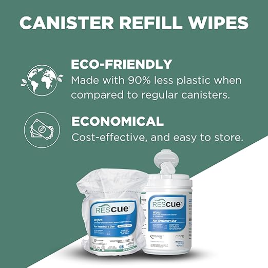 REScue Wipes Canister 6-Pack Refill Wipes – Disinfectant for Vets – Designed to Clean Kennels, Litter Boxes, More