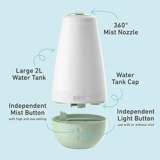 Pure Enrichment® PureBaby® 3-in-1 Whisper-Quiet Humidifier, Color Changing Night Light, & Essential Oil Diffuser for Baby Nursery & Kids Bedroom to Relieve Congestion, Colds, & Coughs (Whisper Green)