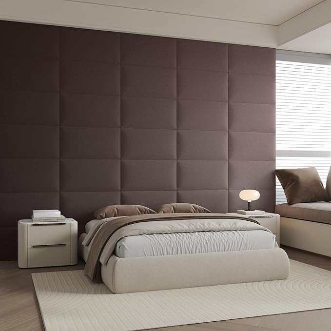 12-Piece Dark Brown Linen Upholstered Headboard King Size, Wall Mounted Panels Set, Elegant Fabric Headboard for Master Suite