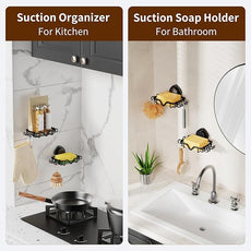 KEGII Shower Caddy Corner Tension Pole with 2 Suction Cup Soap Dishes, Rustproof 4-Tier Adjustable Bathroom Organizer, No-Drill Shower Storage Rack for, Fits 25–114.2 Inch, Black