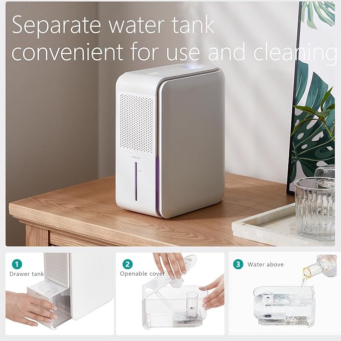 3 in 1 Dehumidifier, Humidifier & Air Filtration & aroma diffuser combo - 39Oz, Auto Humidity Control,Quiet, 27db，multifuctional colorful mist,for Bedroom/bathroom/home/basement/RV(350 sq.ft)
