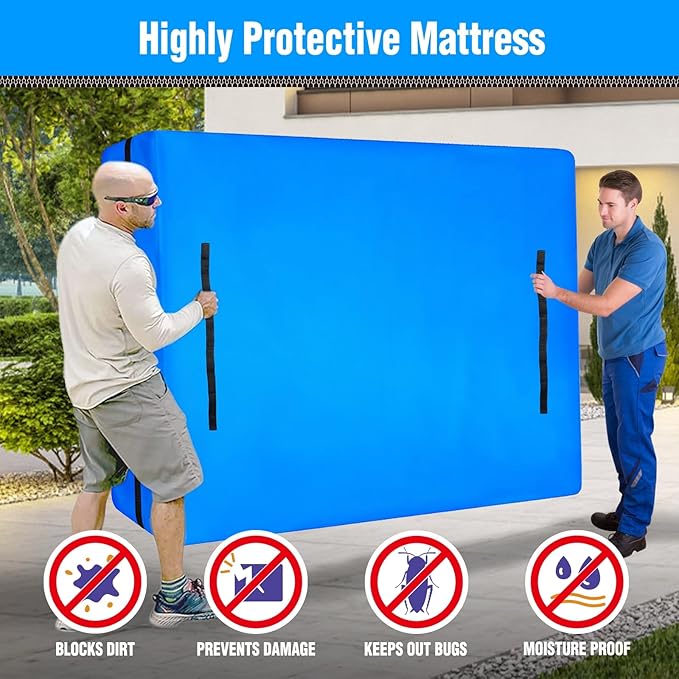 MorTime Mattress Bags for Moving and Storage, Zippered Mattress Storage Bag with 8 Strong Carrying Handles, Reusable Mattress Protector Cover Moving Supplies (Twin)