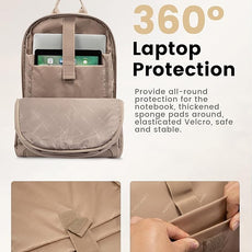 LOVEVOOK 17.3 Inch Laptop Backpack for Women - Work/Business Computer Backpack Purse, Large Capacity Casual Daypack, Travel Bag for Lawyer, Doctor, Teacher, Classic Khaki