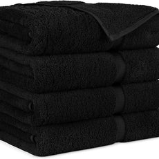 Towel Bazaar Premium Cotton Super Soft and Absorbent Turkish Towels (4-Piece Bath Towels, Black)