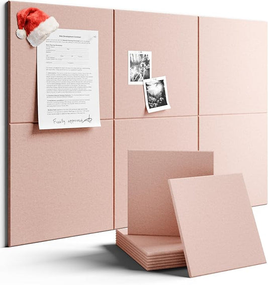 Large Felt Bulletin Board 36" x 24" Cork Board Alternative-6 Pack with 40 Safe Removable Adhesive Tabs, Cork Boards for Walls Cork Board for Home Office Classroom Pin Board - Coral