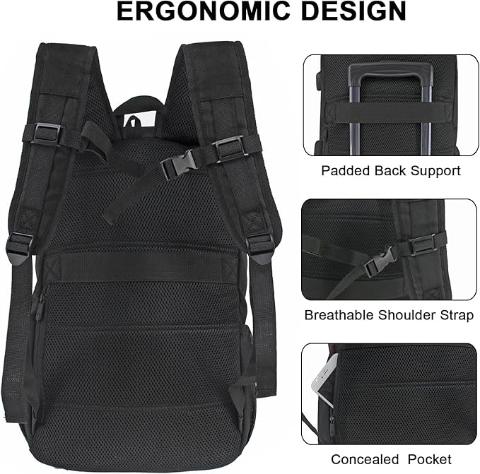 WOLT Laptop Backpack with USB Charging Port Fits Up to 17 Inch Laptop, College Backpack for Men Women, Computer Business Bookbag, Black