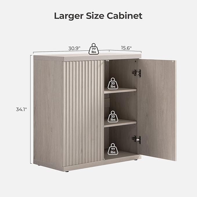SICOTAS Buffet Cabinet with Storage Accent Sideboard Modern Credenza with Doors & Shelves Fluted Media Console Mid Century Coffee Bar Table for Living Room Kitchen Dining Room Hallway（2PCS）