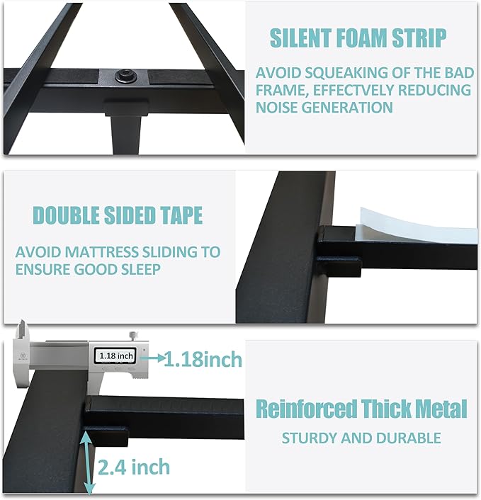 Twin Bed Frame with Round Corner Edge Legs, 14 Inch High 3500 lbs Heavy Duty Metal Platform Bed Frame Twin Size, No Box Spring Needed/Noise Free/Non-Slip/Steel Slat Support