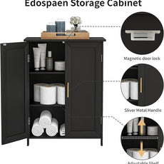 Bathroom Storage Floor Cabinet Freestanding Organizer with Adjustable Shelves for Bathroom Laundry Room,2 Doors