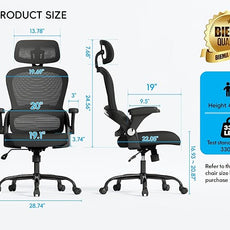 TRALT Office Chair - Ergonomic Office Chair with Back Support, Computer Chair - Home Office Desk Chair, 330 lbs Wide Seat Big and Tall Office Chairs with Headrest, Comfy Desk Chairs (Black)