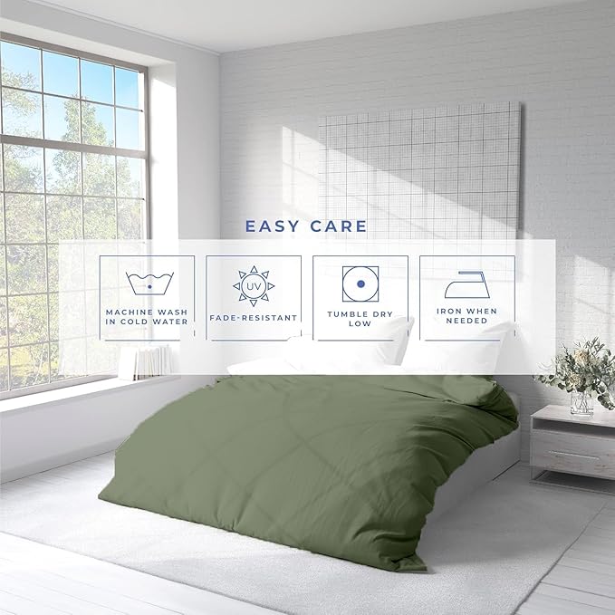 Kotton Culture 3 Pc Duvet Cover King Size Set-100% Egyptian Cotton Sateen 600 Thread Count Ultra Soft Premium Durable Comforter Cover Zipper Closure & Corner Ties - (Sage Green, 102" X 94")