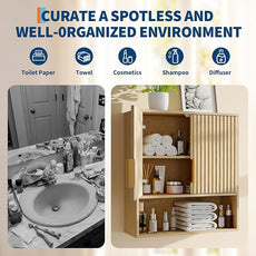 23 Inch Medicine Cabinet for Bathroom, Over Toilet Wall-Mounted Storage Cabinet with Adjustable Shelf, Waterproof MDF Cabinet for Bathroom Organization