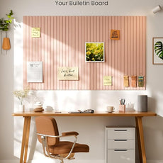 Bumusty Large Cork Board Alternative-36 x24 Felt Bulletin Board Tiles, with 30 Pushpins, 40 Adhesive Tabs, 6-Pack Slat Wall Paneling, Cork Boards for Office Push Pin Board Felt Board-Pink