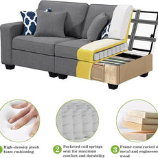 Legend Vansen Modular Sectional Sofa U Shaped Couch with Ottoman Modern Reversible Corner Sectional Couch for Living Room (Dark Grey, U Shaped Sofa-6)