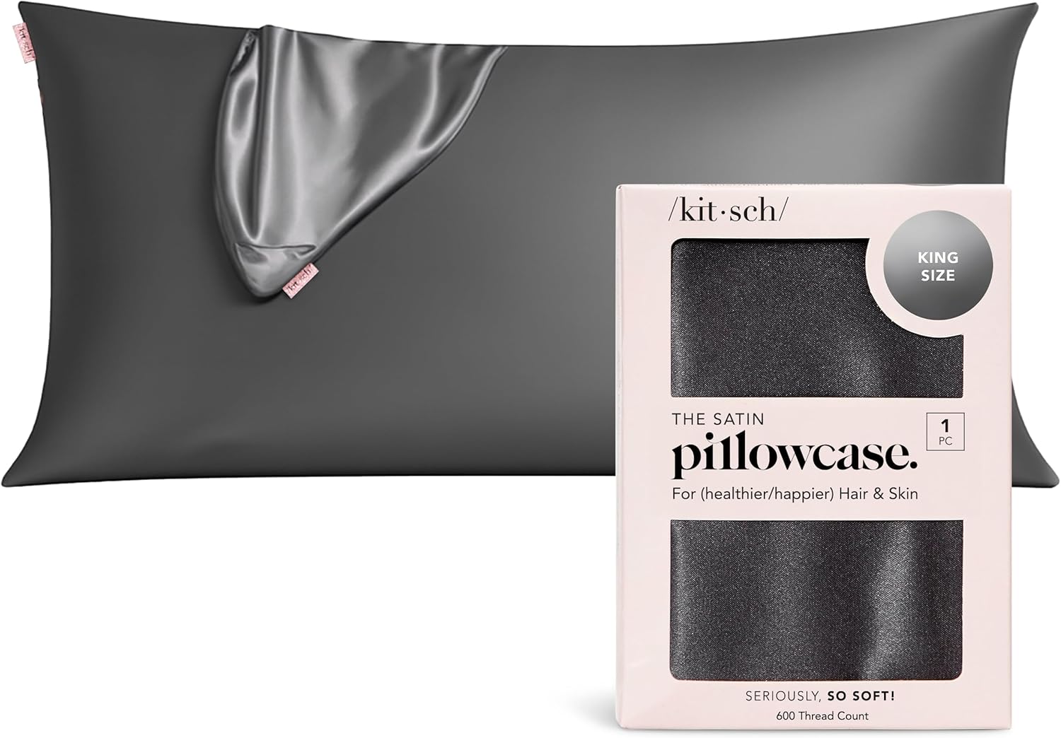 Kitsch Satin Pillowcase with Zipper for Hair & Skin - Softer Than Silk Pillow Cases, Smooth Cooling Satin Pillow Case, Wrinkle-Free, Machine Washable, Pillow Cases Standard Size 19x26 - Lavender Dormly