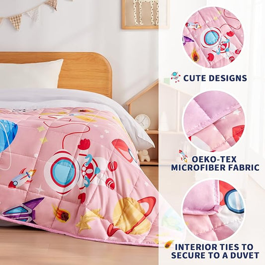 anfie Weighted Blanket Kids(40"x60" 7lbs) Weighted Blanket Cooling Blanket for Sleeping,Throw Size Breathable Blanket with Premium Glass Bead(Pink Aerospace)