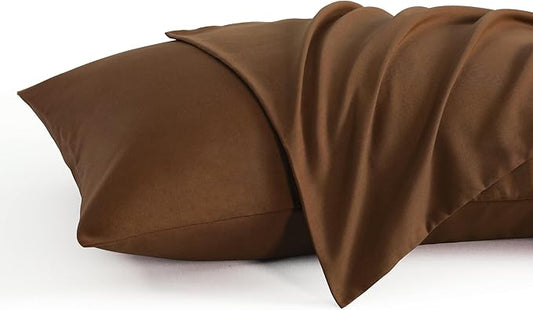 NTBAY King Pillow Cases Set of 2, 2 Pack Brushed Microfiber 20x36 Pillow Cases, Soft, Wrinkle, Fade, Stain Resistant Brown Pillow Cases with Envelope Closure, 20x36 Inches, Brown