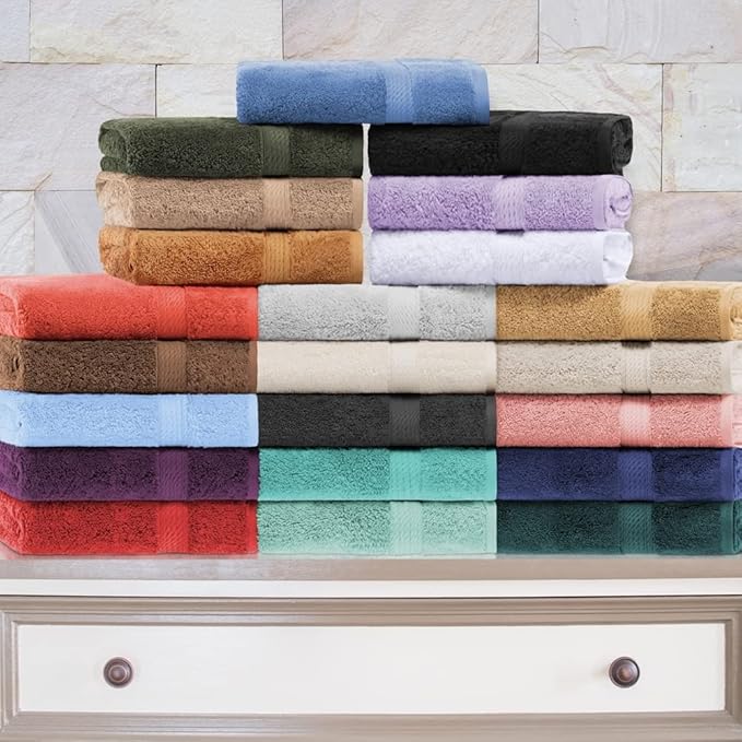 Superior Egyptian Cotton Pile 3 Piece Towel Set, Includes 1 Bath, 1 Hand, 1 Face Towel/Washcloth, Ultra Soft Luxury Towels, Thick Plush Essentials, Guest Bath, Spa, Hotel Bathroom, Black