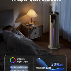 8L Humidifiers for bedroom, Humidifiers large room up to 500 sq ft, Easy to Clean Humidifier with Washable Parts, Ultrasonic Cool Mist Humidifier for Home Plants Baby Nursery Office, Grey