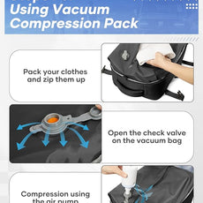 Vacuum Backpack Travel with Pump, Travel Backpack with Vacuum System, Carry on Luggage 18x14x8 Airline Approved Travel Bag, mochila de viaje compresion al vacio, Waterproof Laptop Backpacks,Black