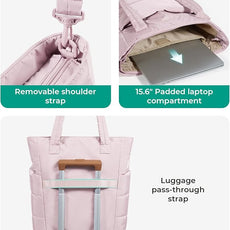 BAGSMART Tote Bag for Women, Lightweight Puffy Tote Bag with Compartments Shoulder Bag Handbag for Travel, Work, Gym