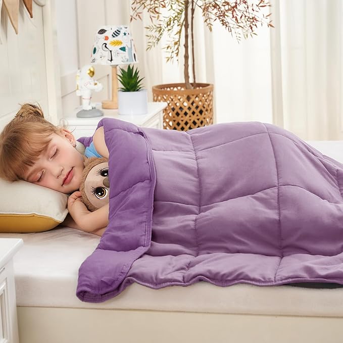 yescool Purple Weighted Blanket 7 Pounds Cooling Weighted Lap Blanket, Heavy Blanket for Sleeping, Weighted Throw Blanket Gift for 60-80lbs, 40"x60"