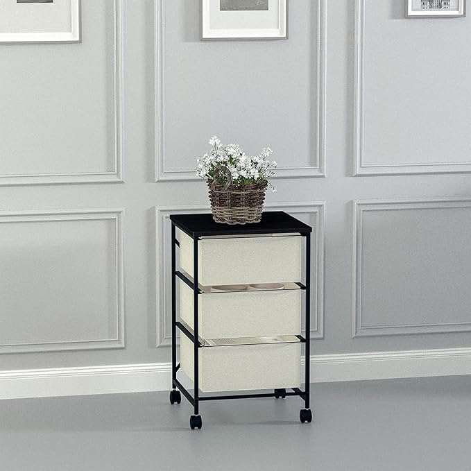 Small Cabinet with Drawers Rolling 3 Drawer Mobile File Cabinet for Home Office Storage and Organization, Fabric Vertical Under Desk Storage for A4/Letter Files(