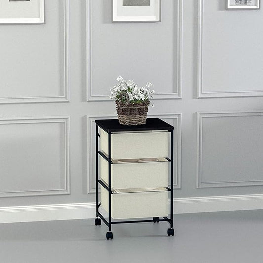 Small Cabinet with Drawers Rolling 3 Drawer Mobile File Cabinet for Home Office Storage and Organization, Fabric Vertical Under Desk Storage for A4/Letter Files(