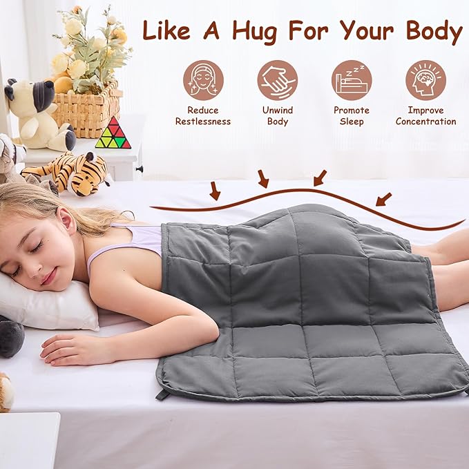 yescool Weighted Lap Pad 2 Pounds Weighted Lap Blanket, Grey Small Weighted Blanket, Weighted Throw Blanket Gift for Travel Indoor Outdoor, 20"x30"