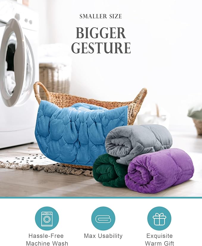 Cottonblue Weighted Lap Blanket 7lbs, Cozy Luxury Crystal Velvet Weighted Blanket for Adults, Small Weighted Blanket for Relaxation, Sleeping, Travel, Dark Blue, 29" x 24"
