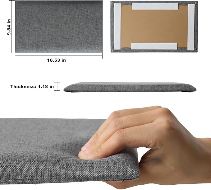 4 Piece Linen Fabric Peel and Stick Headboard, Upholstered Wall Mounted Headboard for Twin, 3D Anti-Collision Soundproof Self-Adhesive Wall Panel for Bedroom 16.53" x 9.84"
