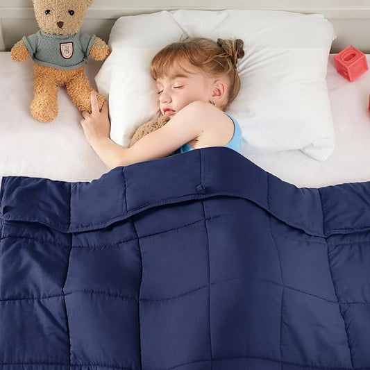 yescool Navy Weighted Blanket 7 Pounds Cooling Weighted Lap Blanket, Heavy Blanket for Sleeping, Weighted Throw Blanket Gift for 60-80lbs, 40"x60"