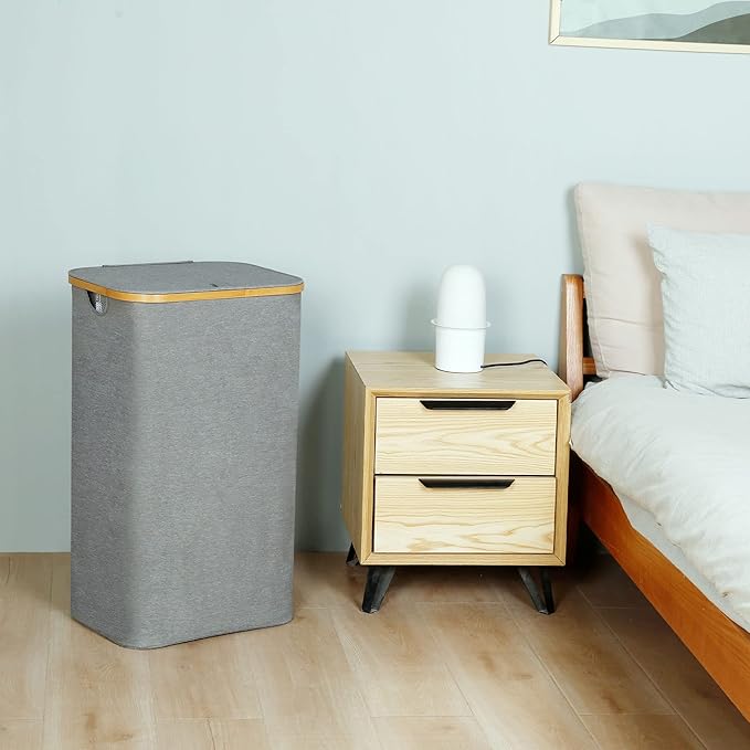 Laundry Hamper with Lid, 110L Large Laundry Hamper with Handle and Lid, Collapsible Clothes Basket Organizer with Removable Inner Bag for Clothes Toys Towels - Grey