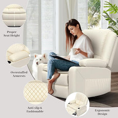 3 Seater Recliner Sofa Set with 2-Tier Cushion, 3+1+1 Pieces in Living Room, 3 Seater Reclining Couch Leather with Removable Console, 2 Oversize Recliner Chair Sofa Seat