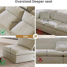 Cloud Couch Modular Sectional Sofa with 2 Storage Ottomans,160.6