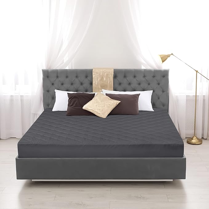 Utopia Bedding Quilted Fitted Mattress Pad, Full Size, Elastic Fitted Mattress Topper Protector and Cover with Deep Pocket Stretches up to 16 Inches, Machine Washable (Grey)