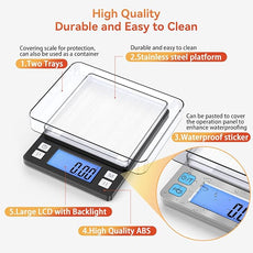 BOMATA 0.01g/1kg Upgraded Small Digital Scale, USB Rechargeable, with Larger Display and Hold,Tare Function, 9 Units, High Precision Digital Scale Grams and oz for Small Item, Kitchen…