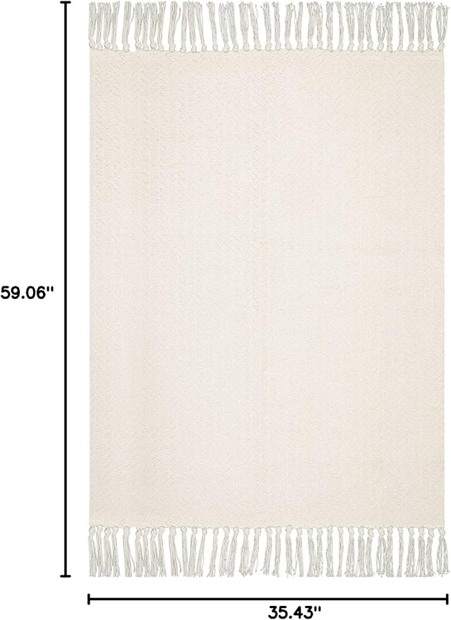 Lahome Boho Rugs for Entryways, 3x5 Kitchen Rug Lightweight Bedroom Rugs Washable Bath Mat with Tassels, Farmhouse Cotton Beige Living Room Low Pile Throw Rug for Laundry Office Decor