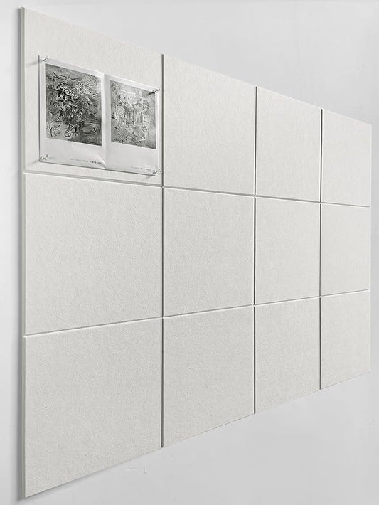 White Cork Board Tiles | Large Cork Board Alternative | Felt Wall Tiles (12-Pack) | Aesthetic Felt Bulletin Board for Office, Home & Classroom | Large Cork Boards for Walls Memo Board | White