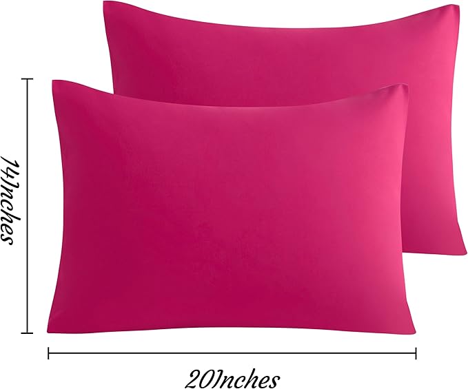 NTBAY Toddler Pillow Cases Set of 2, 2 Pack Brushed Microfiber 14x20 Pillow Cases, Soft, Wrinkle, Fade, Stain Resistant Magenta Pillow Cases with Envelope Closure, 14x20 Inches, Magenta