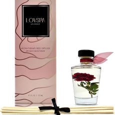 LOVSPA Reed Diffuser Set, PURIFY Rosewater Scented Oil Diffuser with Sticks, Home Fragrance Accessories for Bathroom Shelf Decor, Aroma Diffusers for Home or Office Desk, USA Made